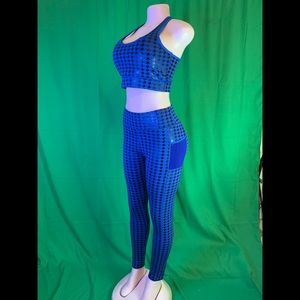 Blue printed 2 piece leggings set with pocket on pants